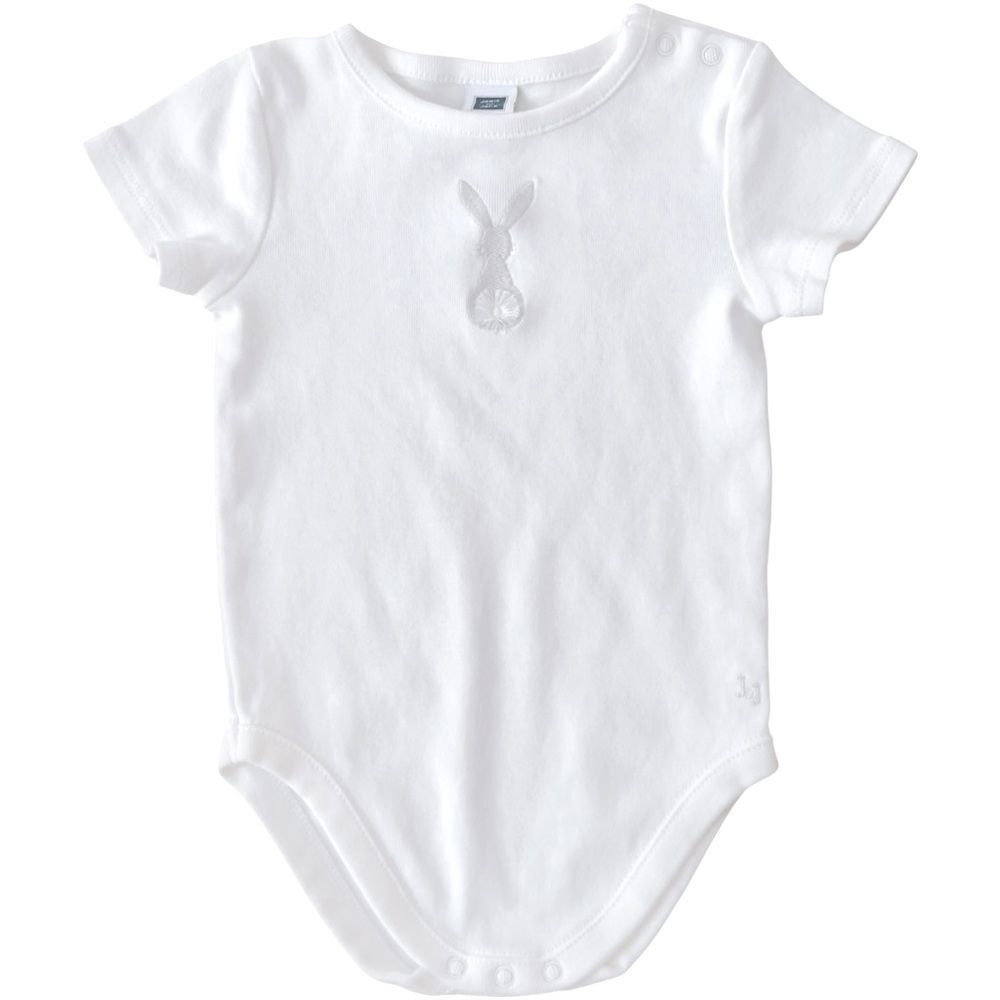 Janie & Jack Baby Embroidered Bunny Rabbit Short Sleeve Bodysuit. 3-6 Months.